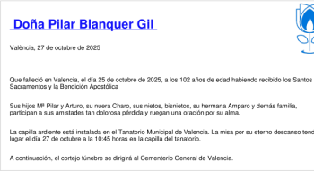 Esquela de Pilar Blanquer Gil