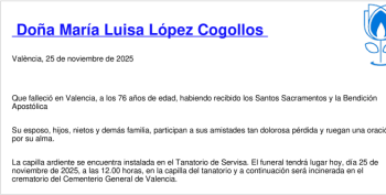 Esquela de María Luisa López Cogollos