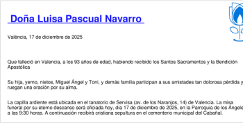 Esquela de Luisa Pascual Navarro