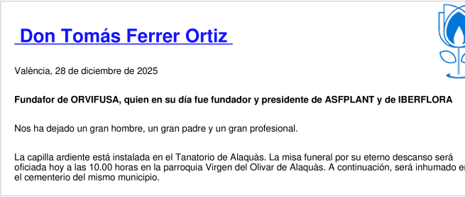 Esquela de Tomás Ferrer Ortiz