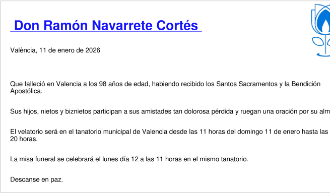 Esquela de Ramón Navarrete Cortés