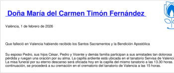 Esquela de María del Carmen Timón Fernández