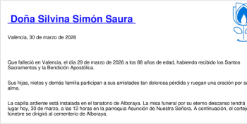 Esquela de Silvina Simón Saura