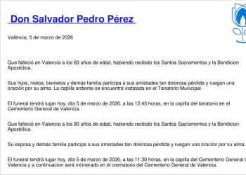 Esquela de Salvador Pedro Pérez