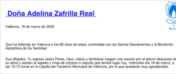 Esquela de Adelina Zafrilla Real