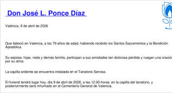 Esquela de José L. Ponce Díaz