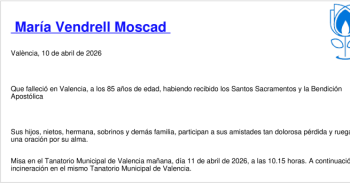 Esquela de María Vendrell Moscad